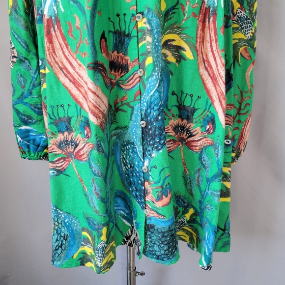 NEW Anthropologie Raphael Balme Flannel Lounge Sleep Dress Green S - Picture 7 of 16